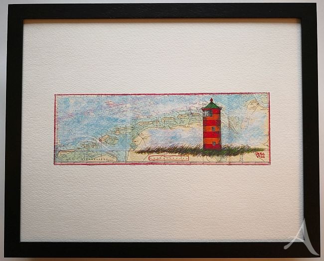 "Ostfriesland - Pilsumer Leuchtturm" - GERAHMTER Kunstdruck von Ole West - (24 x 30)